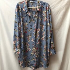 ❌ COMO BLU Button Blouse Size 2X Blue Floral